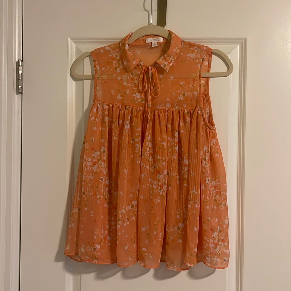 Women’s Lauren Conrad Sheer Sleeveless Tangerine Floral Blouse